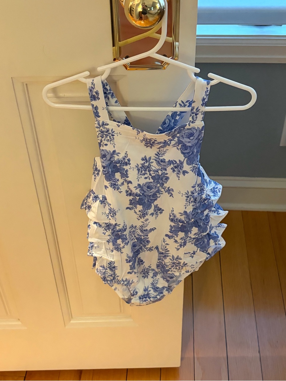 NWT Angel Dear Bamboo Blue Floral Ruffle Sunsuit One Piece Size 18-24M